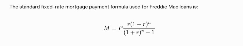  formula used for Freddie Mac loans